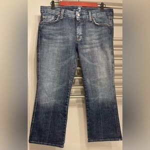 7 For All Mankind A Pocket Blue Stitch Bootcut Cropped Jeans Y2K SZ 32